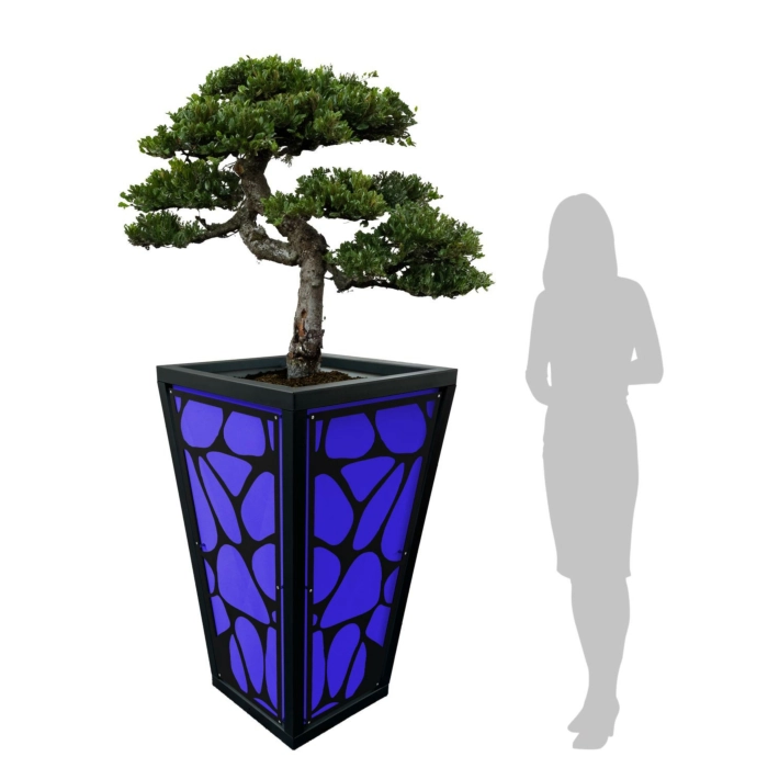 WJ Art Blumenkübel MAX - XXL Pflanzkübel - Rahmen Eisen Glimmer - Rückwand Individual + -Organic blau -EG