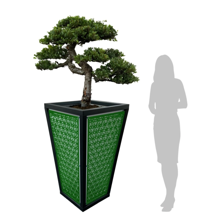 WJ Art Blumenkübel MAX - XXL Pflanzkübel - Rahmen Eisen Glimmer - Rückwand weiß +Circle-grün