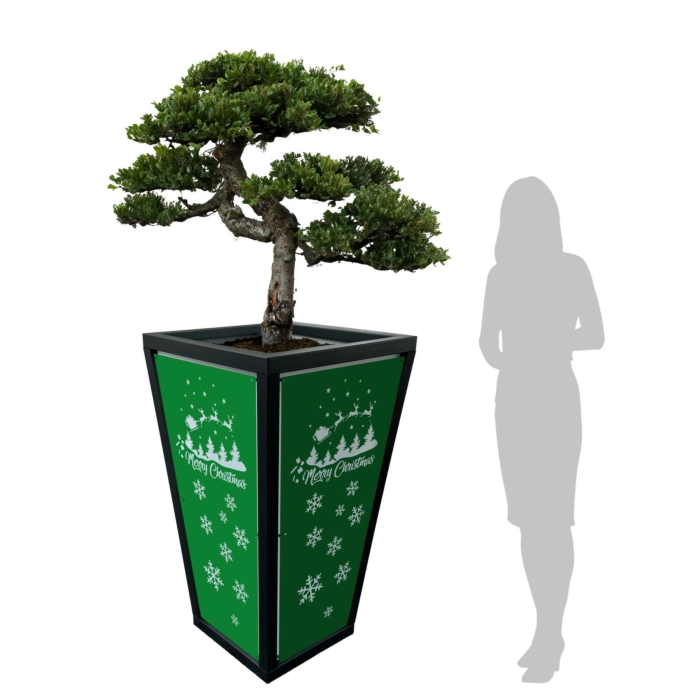 WJ Art Blumenkübel MAX - XXL Pflanzkübel - Rahmen Eisen Glimmer - Rückwand weiß +Christmas-grün